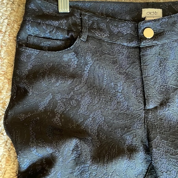 Cache Blue/Black Embroidered Lace Print Pants - Picture 5 of 7